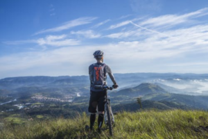 a solo biker in nature